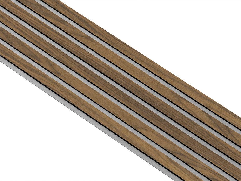 Akustikpaneler i sort kerne i klar oliering - vælg mellem forskellige farve filt - Mål: 17 × 300 × 2780 mm