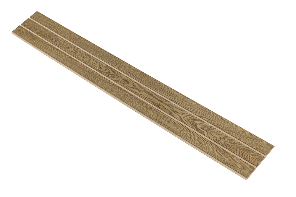 I-Wood Basic 3-lamel paneler i mørkebrun oliering - mål 16 x 300 x 2780 mm