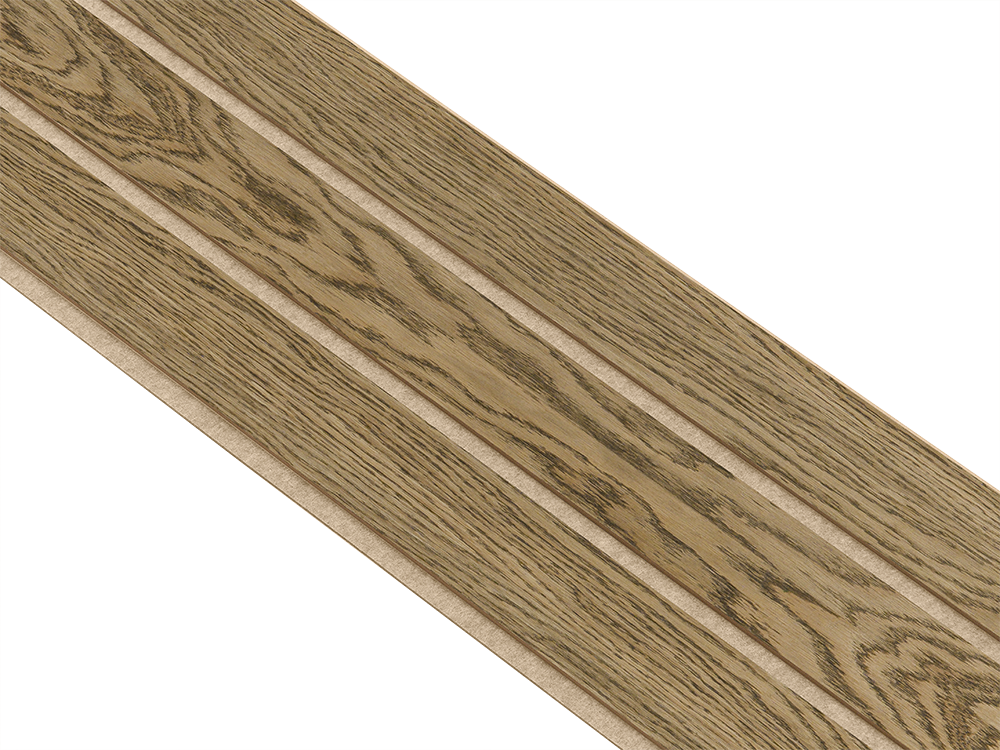 I-Wood Basic 3-lamel paneler i mørkebrun oliering - mål 16 x 300 x 2780 mm