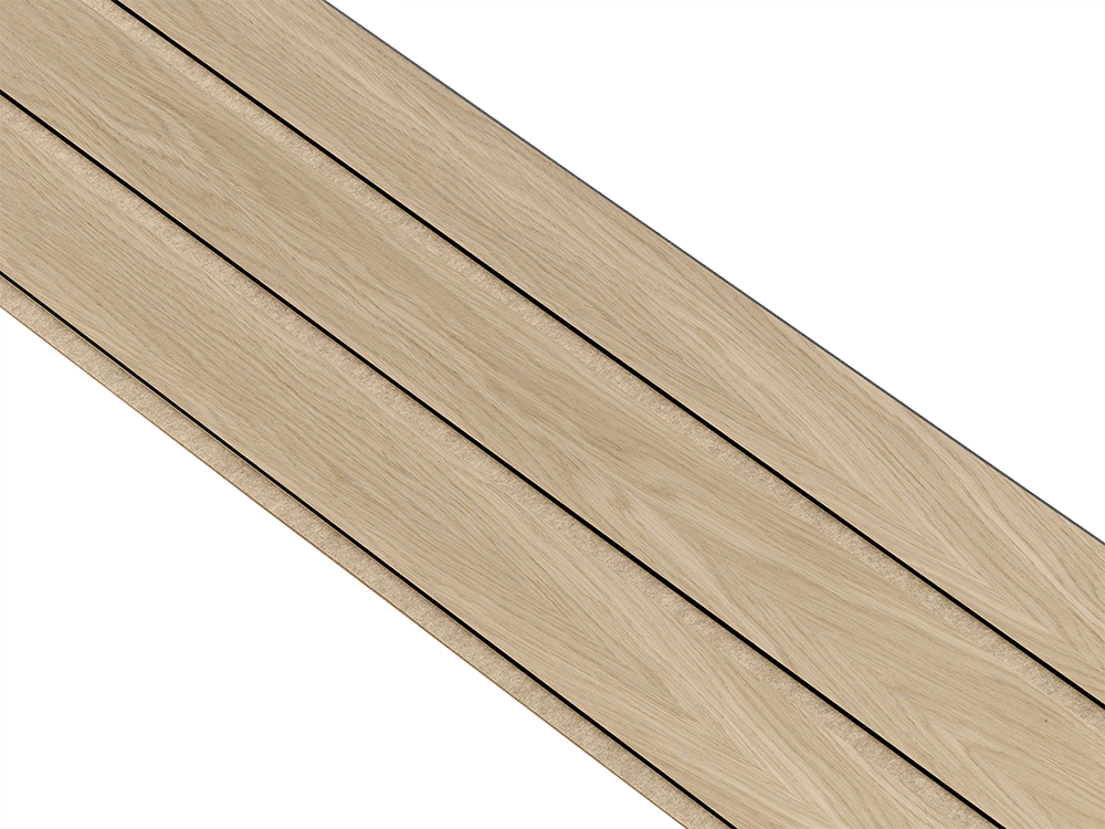 I-Wood Basic 3-lamel paneler med sort kerne i hvid oliering - mål 17 x 300 x 2780 mm