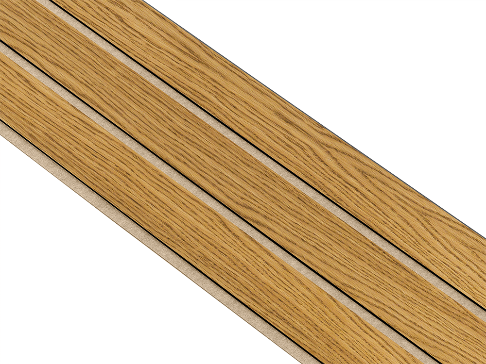 I-Wood Basic 3-lamel paneler med sort kerne i brun oliering - mål 17 x 300 x 2780 mm