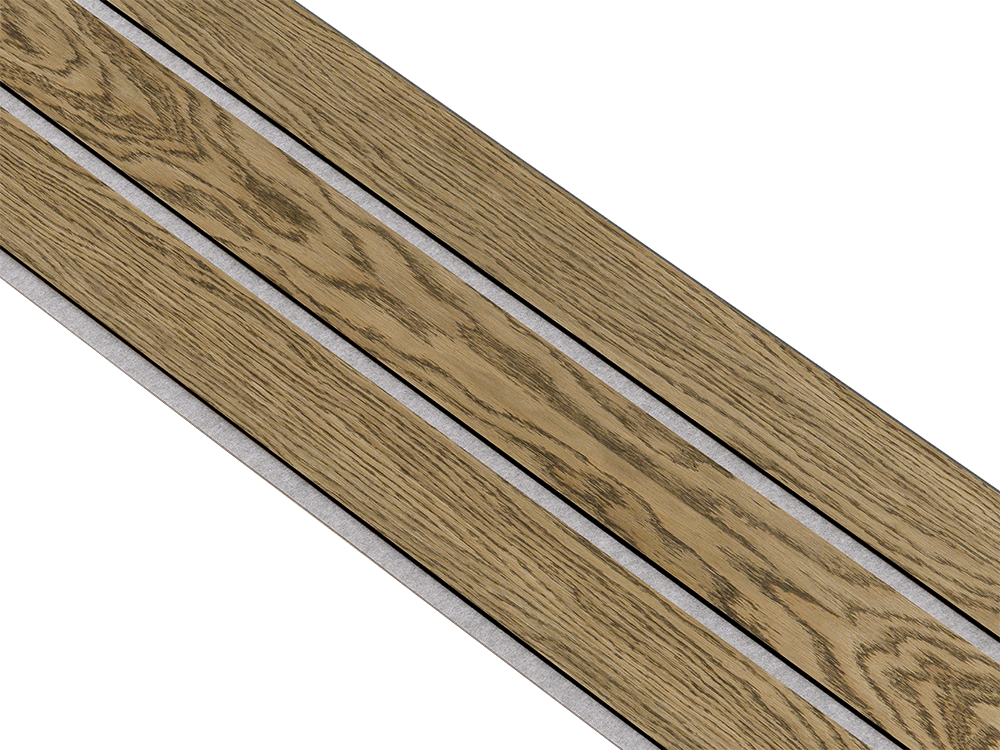 I-Wood Basic 3-lamel paneler med sort kerne i mørkebrun oliering - mål 17 x 300 x 2780 mm