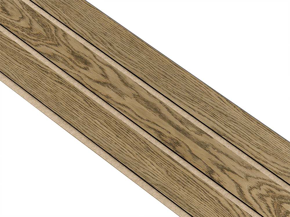 I-Wood Basic 3-lamel paneler med sort kerne i mørkebrun oliering - mål 17 x 300 x 2780 mm