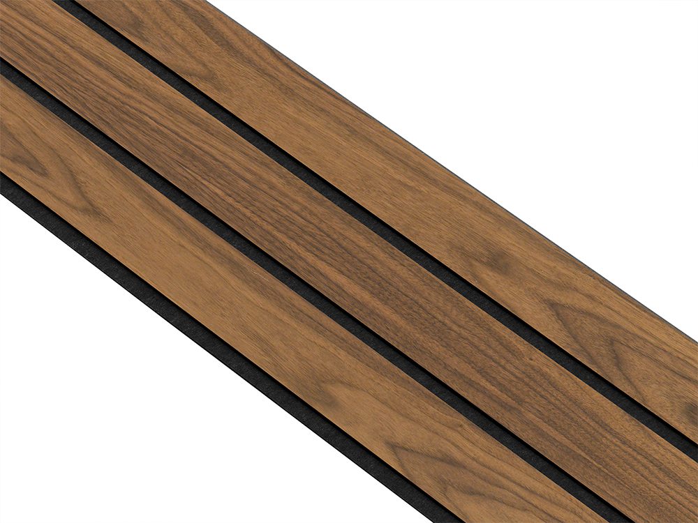 I-Wood Basic 3-lamel paneler med valnød finer, sort kerne i klar oliering - mål 17 x 300 x 2780 mm