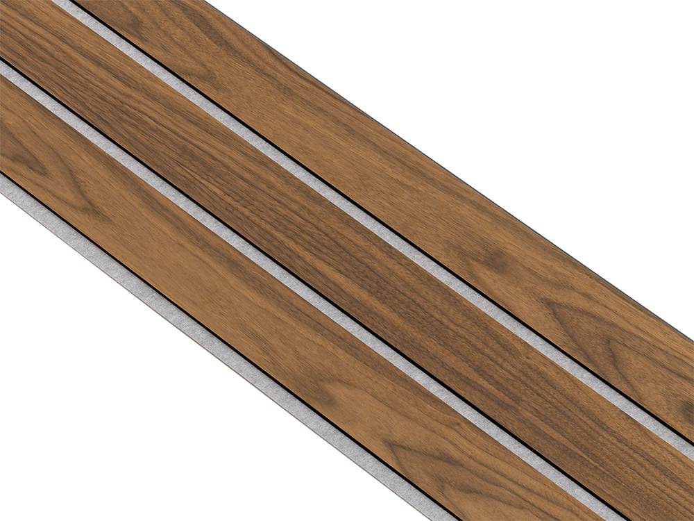 I-Wood Basic 3-lamel paneler med valnød finer, sort kerne i klar oliering - mål 17 x 300 x 2780 mm