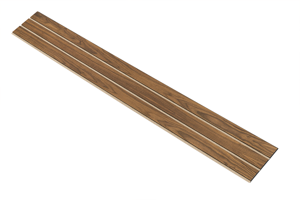 I-Wood Basic 3-lamel paneler med valnød finer, sort kerne i klar oliering - mål 17 x 300 x 2780 mm