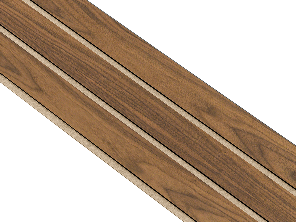 I-Wood Basic 3-lamel paneler med valnød finer, sort kerne i klar oliering - mål 17 x 300 x 2780 mm