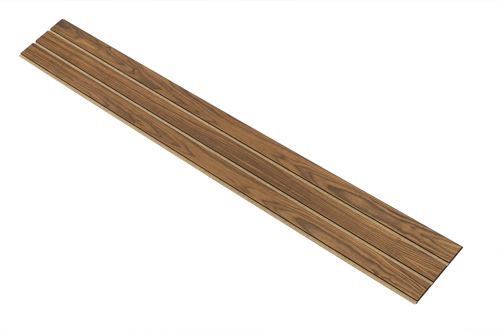 I-Wood Basic 3-lamel paneler med valnød finer, sort kerne i klar oliering - mål 17 x 300 x 2780 mm