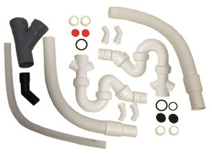 Monteringssæt til køkkenkværn inkl. vandlås til dobbelkummevask