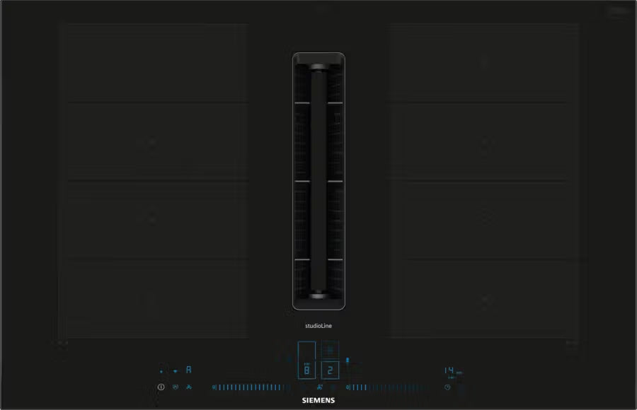 Induktionskogeplade med indbygget emfang 80 cm - Siemens iQ700 - EX877NX68E - overflademontering med ramme