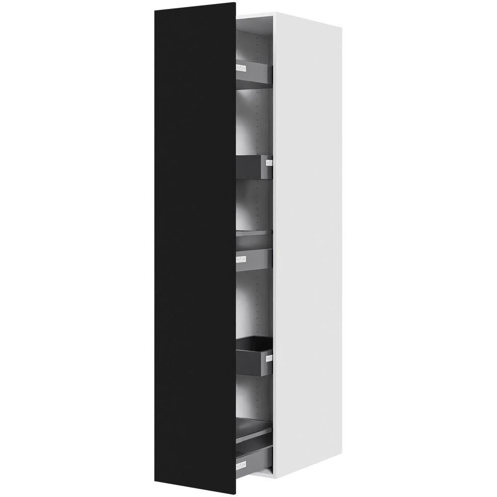 Multi-Living Køkken udtræksskab i Cibo Nero H: 195,2 cm D: 60,0 cm - 3 skuffer & 2 bakker fuldudtræk/softluk - Bredde: 40 cm