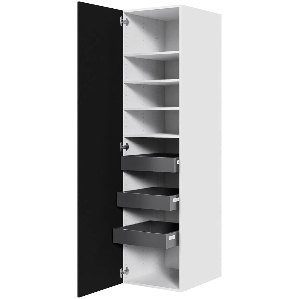 Multi-Living Køkken linnedskab i Cibo Nero H: 195,2 cm D: 60,0 cm - Inklusiv 4 hylder samt 3 bakker - Bredde: 50 cm