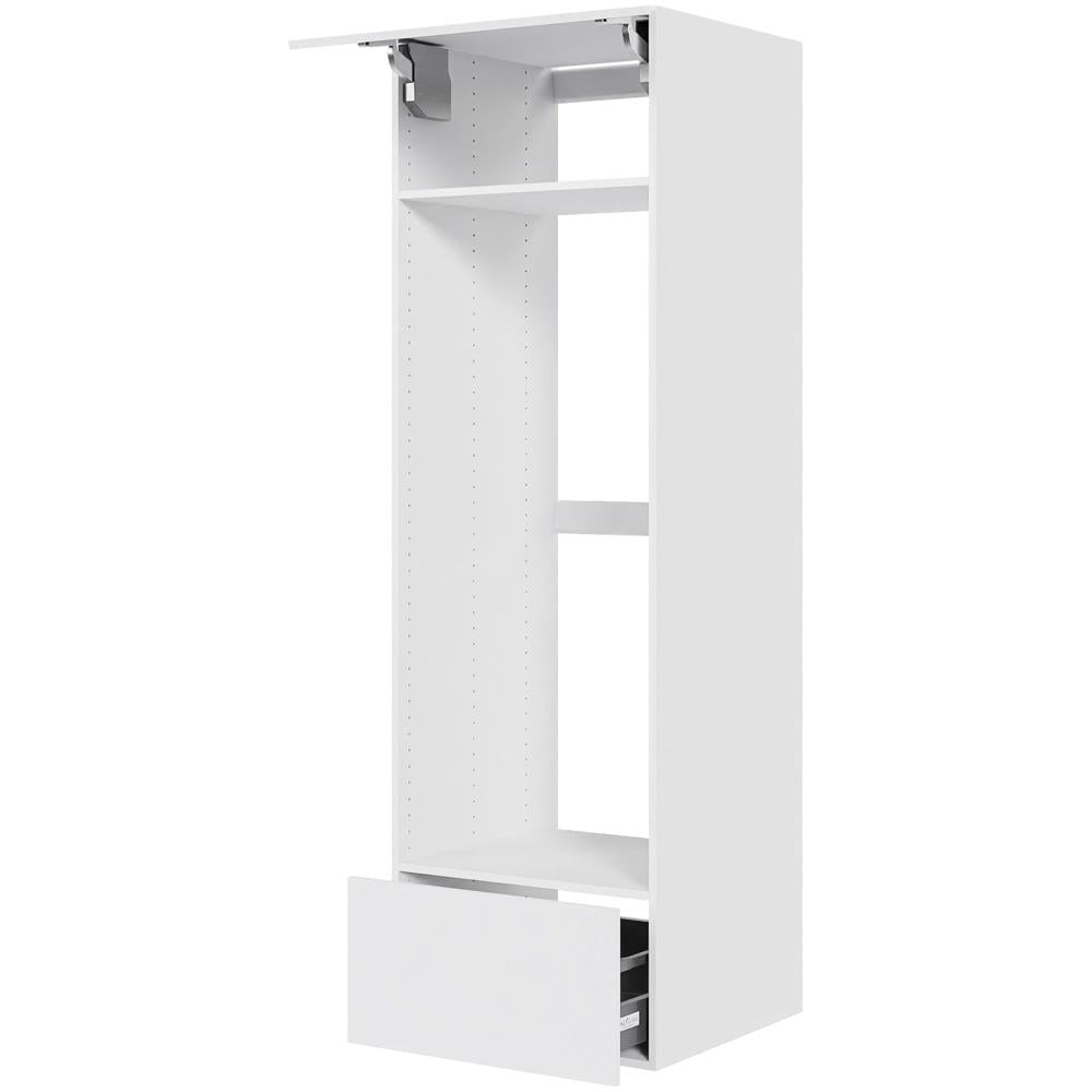 Multi-Living Køkken indbygningsskab i Hvid Front til køl H: 195,2 cm D: 60,0 cm - Toplåge & skuffe med fuldudtræk/softluk - Bredde: 60 cm