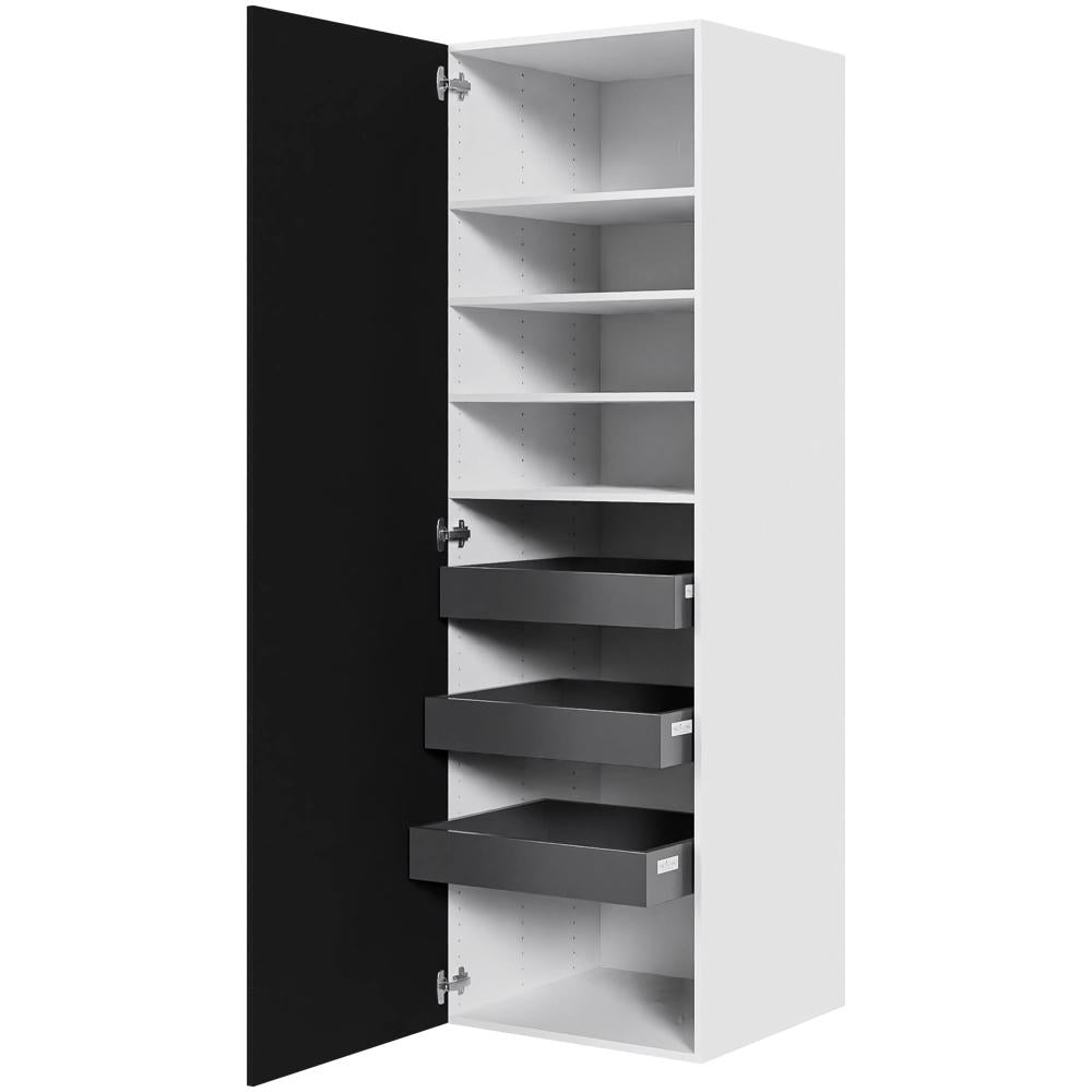 Multi-Living Køkken linnedskab i Cibo Nero H: 195,2 cm D: 60,0 cm - Inklusiv 4 hylder samt 3 bakker - Bredde: 60 cm