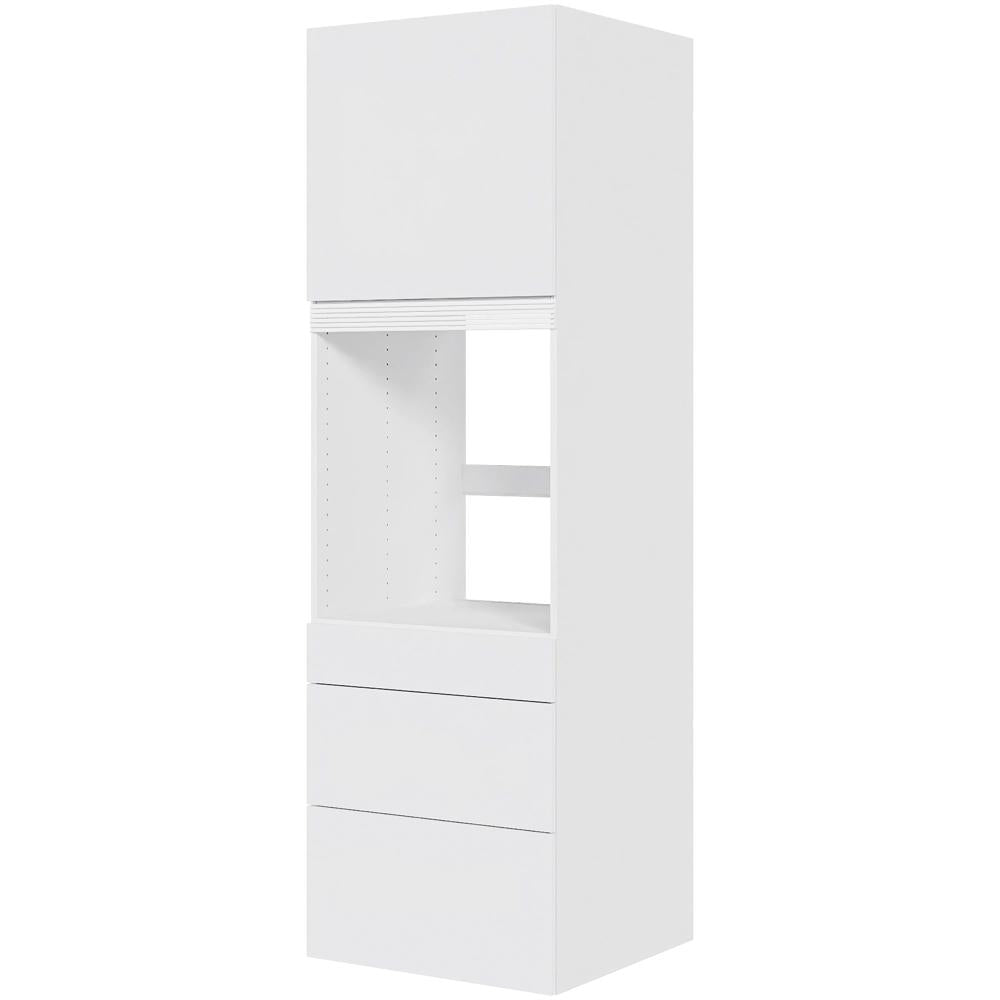 Multi-Living Køkken indbygningsskab i Hvid Front til ovn H: 195,2 cm D: 60,0 cm - 3 skuffer fuldudtræk og softluk og 1 låge i bredde: 60 cm