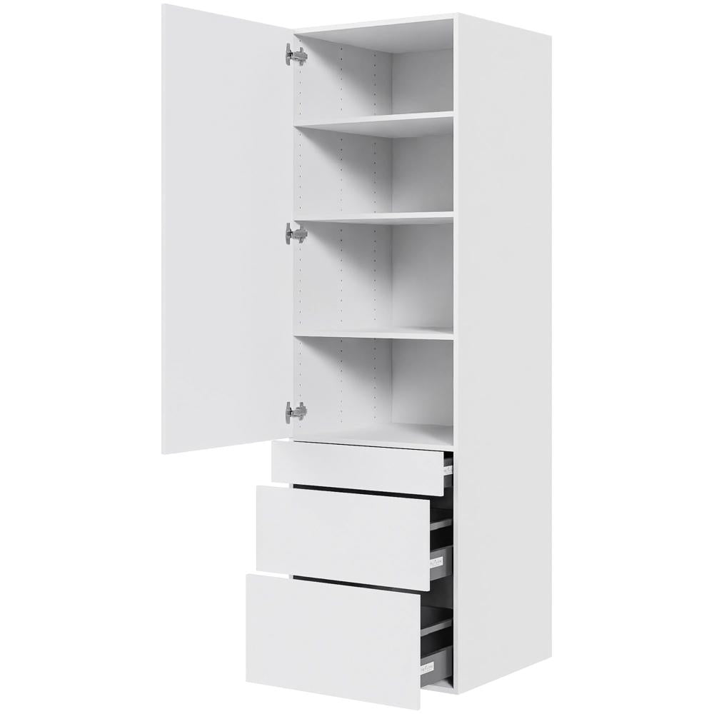 Multi-Living Køkken garderobeskab i Hvid Front H: 195,2 cm D: 60,0 cm - 1 låge og 3 skuffer fuldudtræk med softclose i bredde: 60 cm