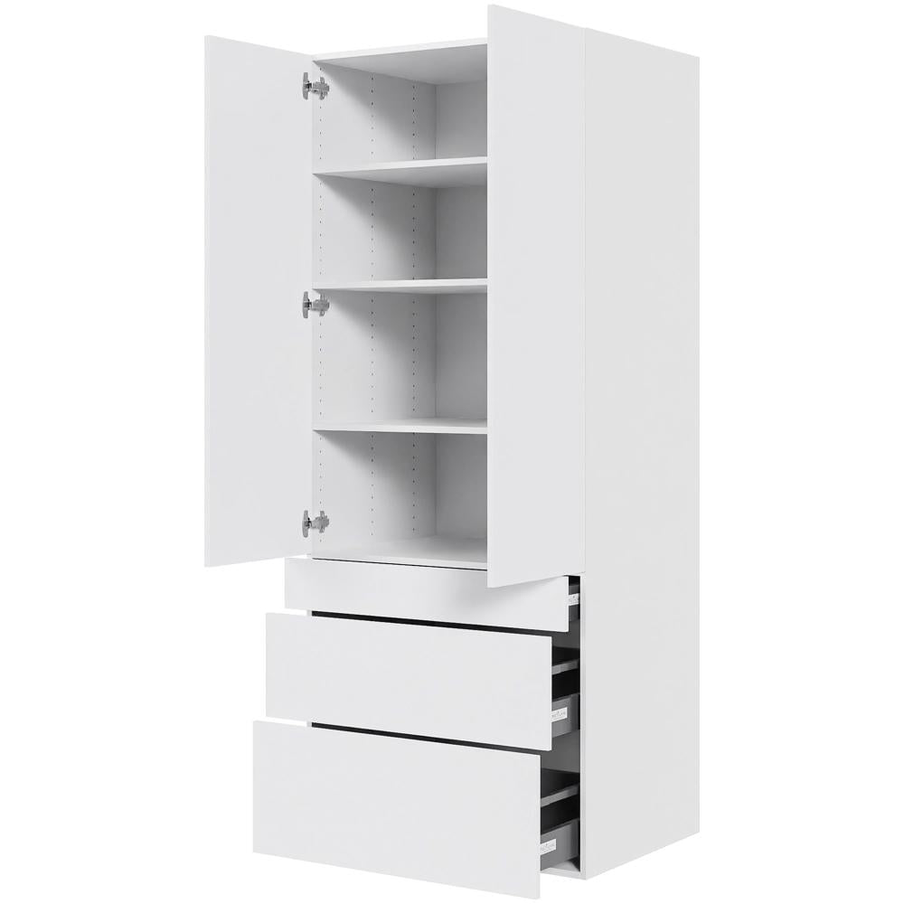 Multi-Living Køkken garderobeskab i Hvid Front H: 195,2 cm D: 60,0 cm - 2 låger og 3 skuffer fuldudtræk med softclose i bredde: 80 cm