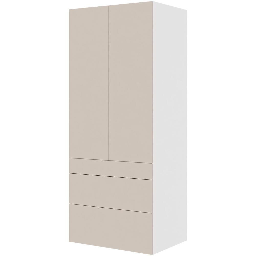 Multi-Living Køkken garderobeskab i Cibo Sabbia 123 H: 195,2 cm D: 60,0 cm - 2 låge og 3 skuffer fuldudtræk/softclose - Bredde: 80 cm