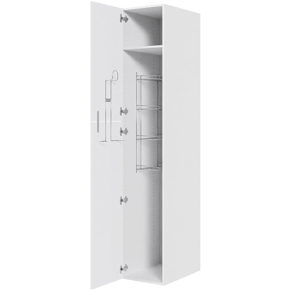 Multi-Living Køkken ekstra højt kosteskab i Romantik H: 214,4 cm D: 60,0 cm - Inklusiv 1 hylde, 1 trådreol, 1 slangeholder - Bredde: 40 cm