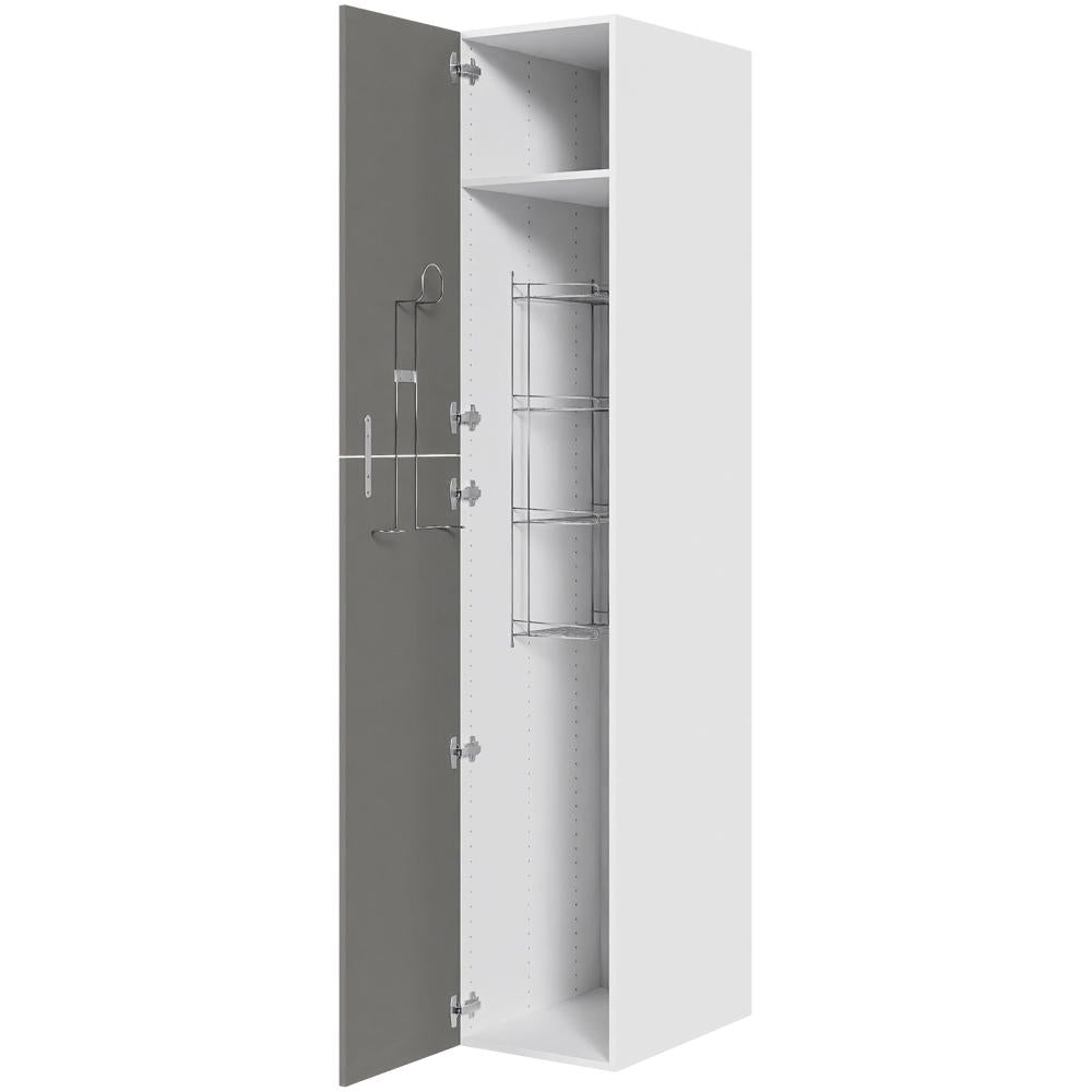 Multi-Living Køkken ekstra højt kosteskab i Cibo Grigio H: 214,4 cm D: 60,0 cm - Inklusiv 1 hylde, 1 trådreol, 1 slangeholder - Bredde: 40 cm