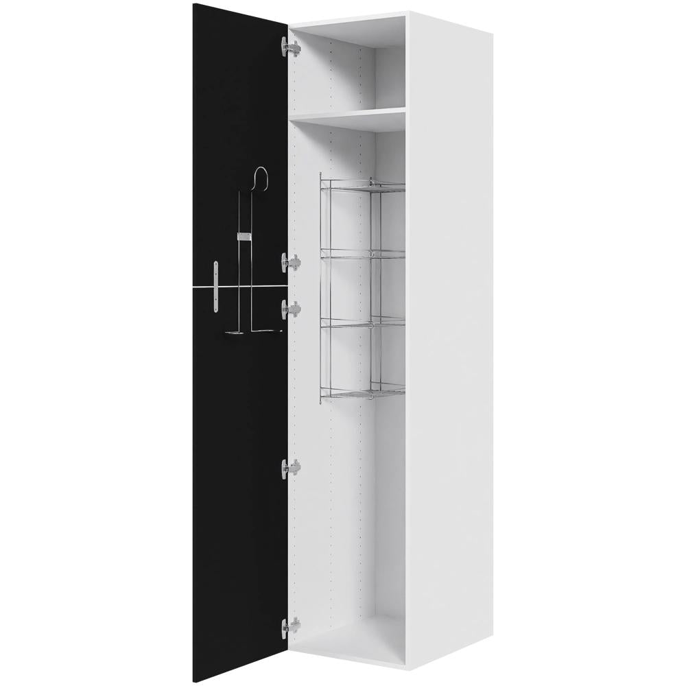 Multi-Living Køkken ekstra højt kosteskab i Cibo Nero H: 214,4 cm D: 60,0 cm - Inklusiv 1 hylde, 1 trådreol, 1 slangeholder - Bredde: 50 cm
