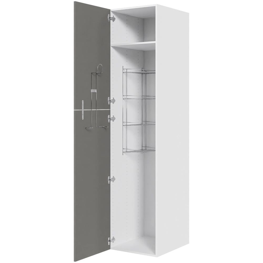 Multi-Living Køkken ekstra højt kosteskab i Cibo Grigio H: 214,4 cm D: 60,0 cm - Inklusiv 1 hylde, 1 trådreol, 1 slangeholder - Bredde: 50 cm