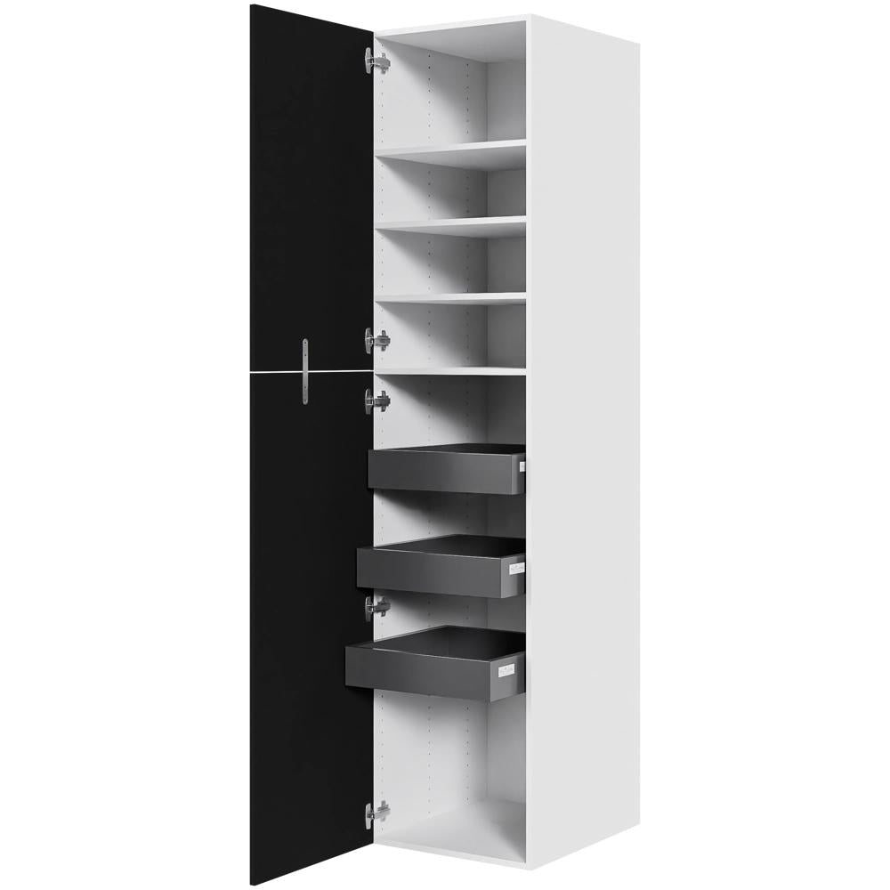 Multi-Living Køkken ekstra højt linnedskab i Cibo Nero H: 214,4 cm D: 60,0 cm - Inklusiv 4 hylder samt 3 bakker. - Bredde: 50 cm