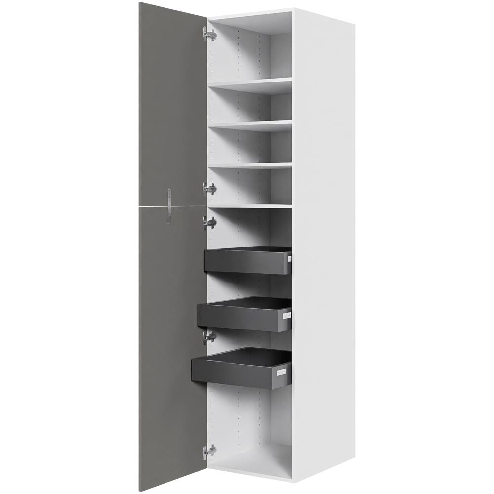 Multi-Living Køkken ekstra højt linnedskab i Cibo Grigio H: 214,4 cm D: 60,0 cm - Inklusiv 4 hylder samt 3 bakker. - Bredde: 50 cm