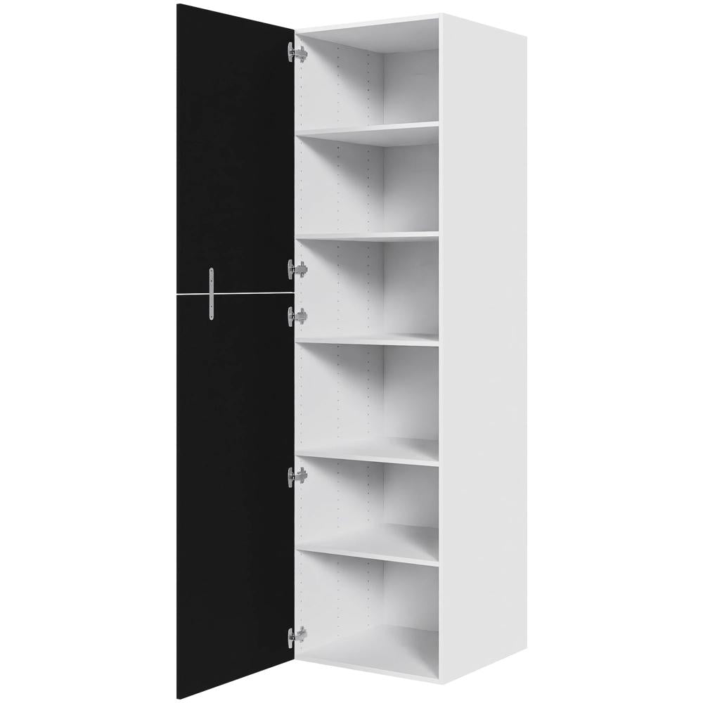 Multi-Living Køkken ekstra højt hyldeskab i Cibo Nero H: 214,4 cm D: 60,0 cm - 2 delt låge inklusiv 5 hylder - Bredde: 60 cm