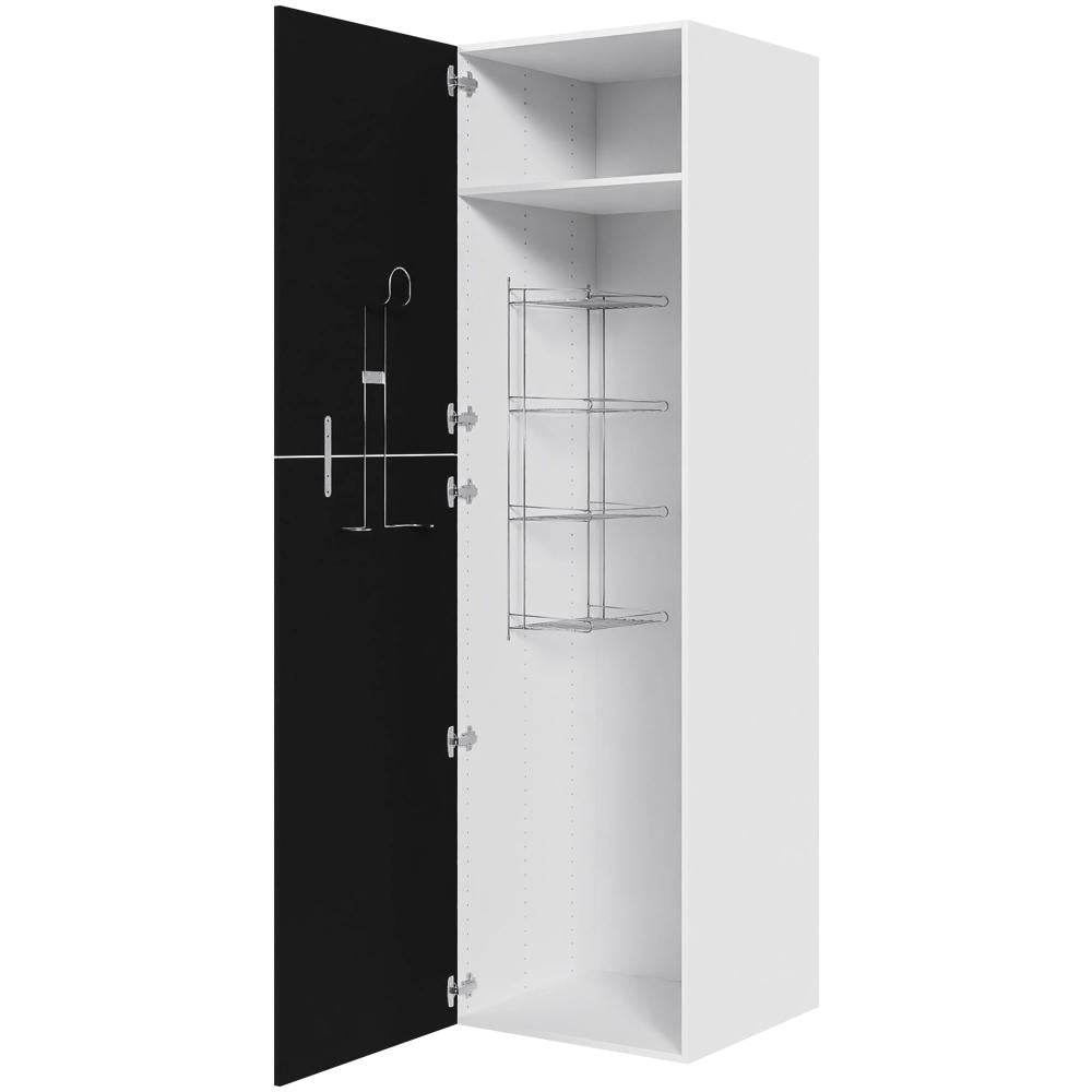 Multi-Living Køkken ekstra højt kosteskab i Cibo Nero H: 214,4 cm D: 60,0 cm - Inklusiv 1 hylde, 1 trådreol, 1 slangeholder - Bredde: 60 cm