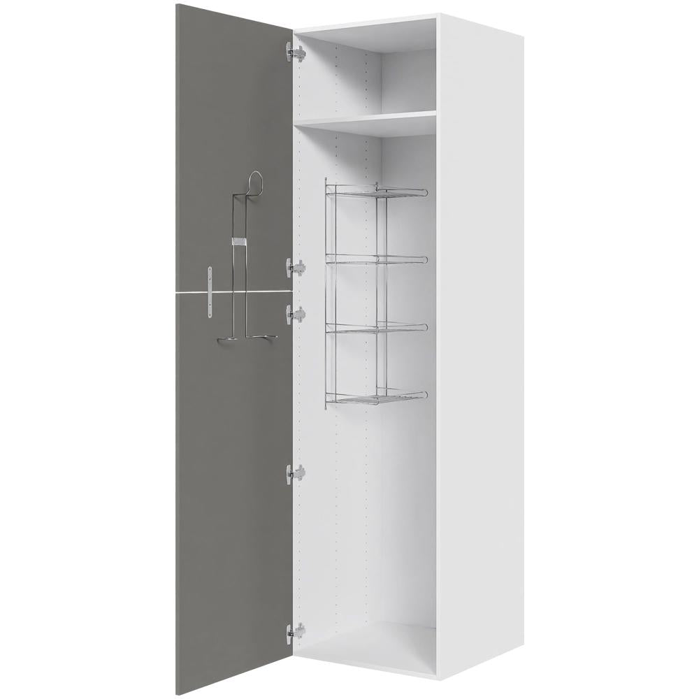 Multi-Living Køkken ekstra højt kosteskab i Cibo Grigio H: 214,4 cm D: 60,0 cm - Inklusiv 1 hylde, 1 trådreol, 1 slangeholder - Bredde: 60 cm