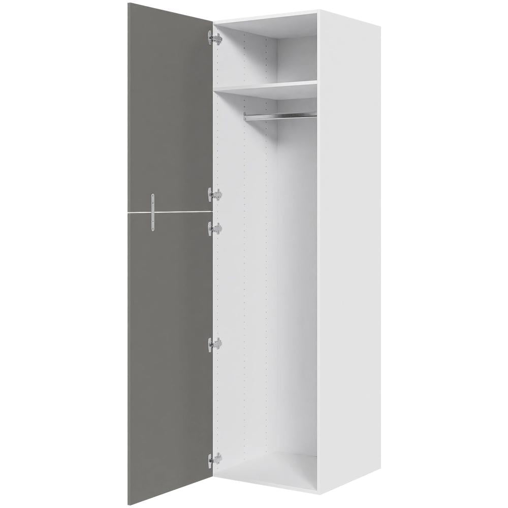 Multi-Living Ekstra højt bøjleskab i Cibo Grigio H: 214,4 cm D: 60,0 cm - 2-delt låge inklusiv 1 hylde samt 1 oval bøjlestang - Bredde: 60 cm