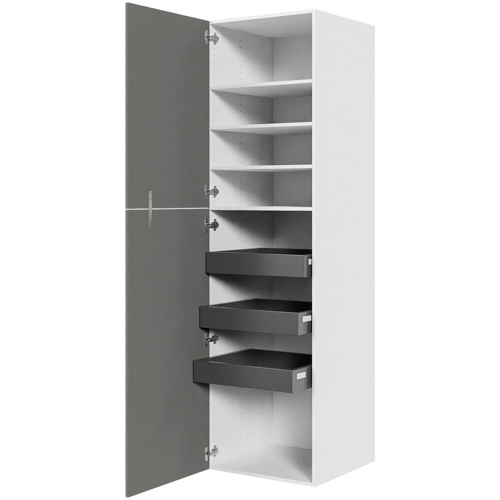 Multi-Living Køkken ekstra højt linnedskab i Cibo Grigio H: 214,4 cm D: 60,0 cm - Inklusiv 4 hylder samt 3 bakker. - Bredde: 60 cm