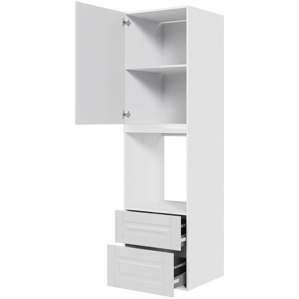 Multi-Living XL Romantik Indbygningsskab til ovn/microovn 60 cm med 3 hylder, alurist, låge og 2 skuffer - deludtræk