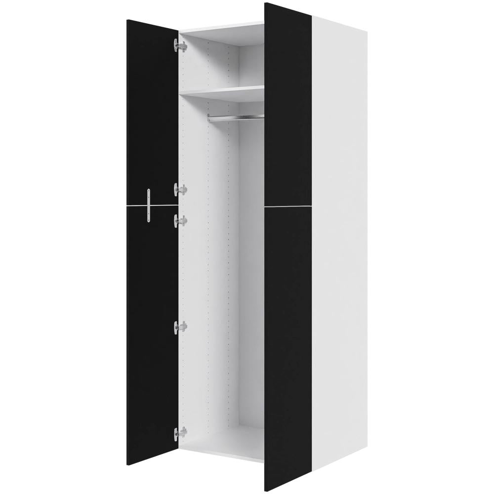 Multi-Living Ekstra højt bøjleskab i Cibo Nero H: 214,4 cm D: 60,0 cm - 2-delt låge inklusiv 1 hylde samt 1 oval bøjlestang - Bredde: 80 cm