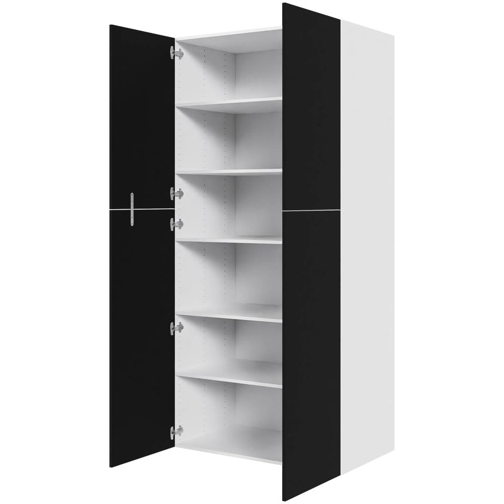 Multi-Living Køkken ekstra højt hyldeskab i Cibo Nero H: 214,4 cm D: 60,0 cm - 2 delt låge inklusiv 5 hylder - Bredde: 100 cm