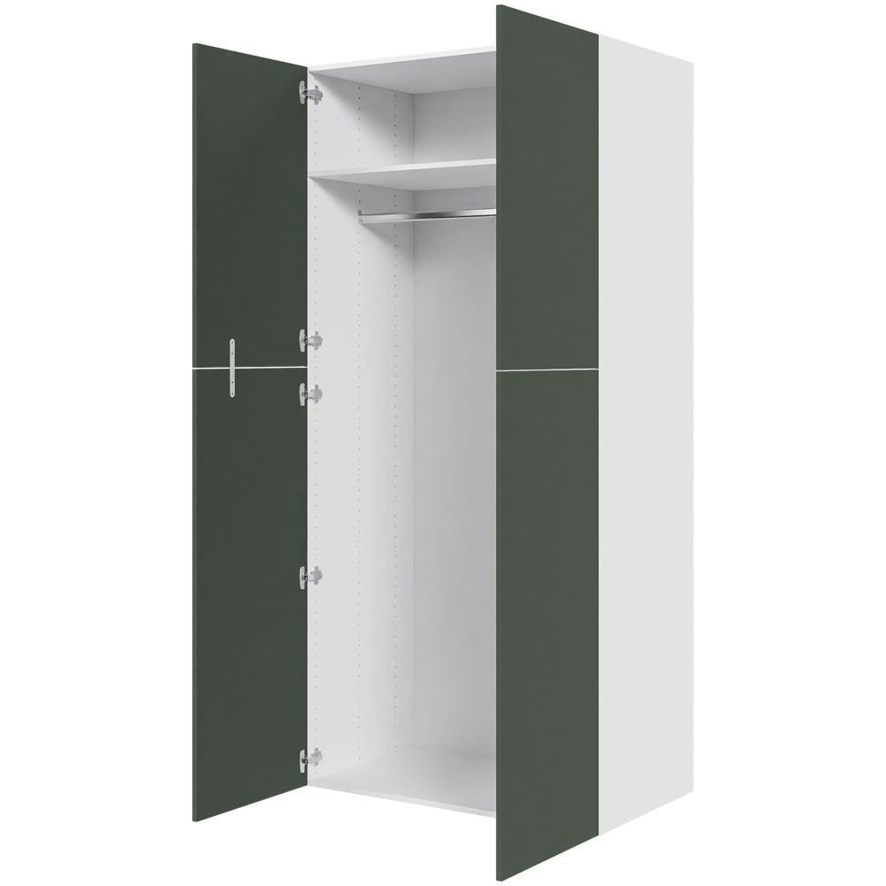 Multi-Living XL Bøjleskab i Cibo Verde 120 H: 214,4 cm D: 58,0 cm B: 100 cm - med hylde, metalbøjlestang og todelte låger