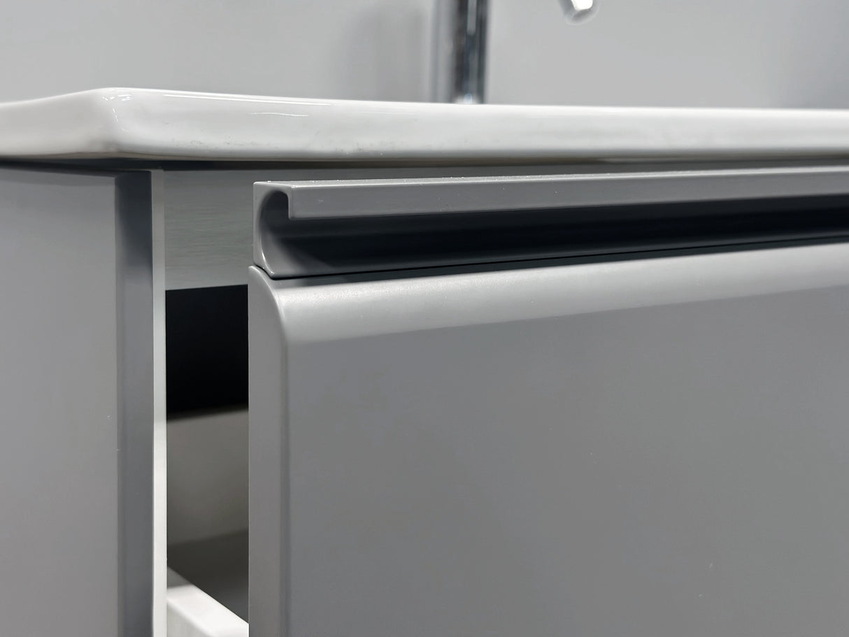 Nordskab badsæt i Grå - bredde 80 cm med Solid Surface badborplade