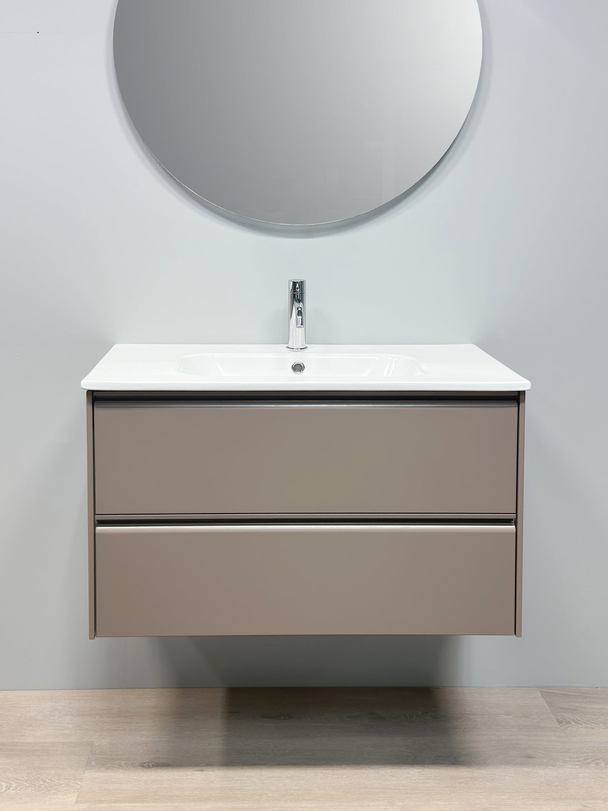 Nordskab badsæt i Cocoa brun - bredde 100 cm med Solid Surface badborplade