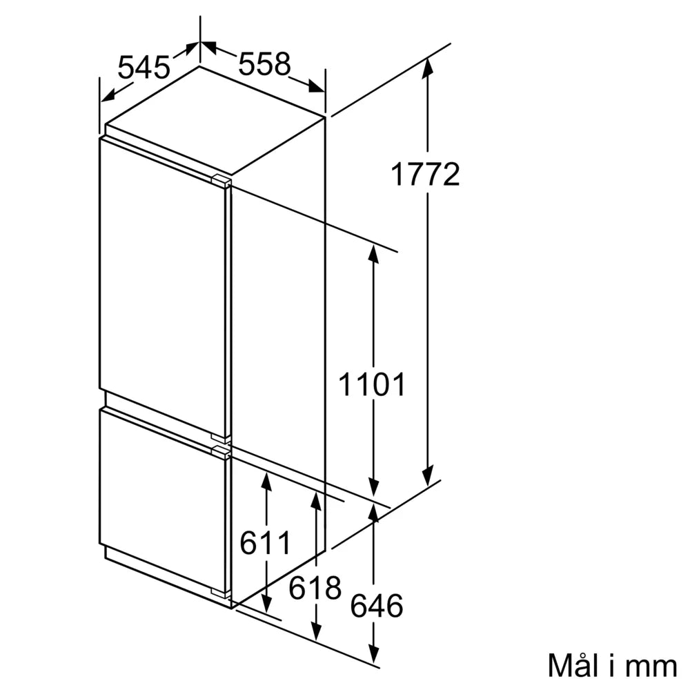 Integrerbart køle-/fryseskab 177.2 x 55.8 cm fladhængsel med dæmpet lukning (soft close) - Siemens iQ500 - KI87SADE0