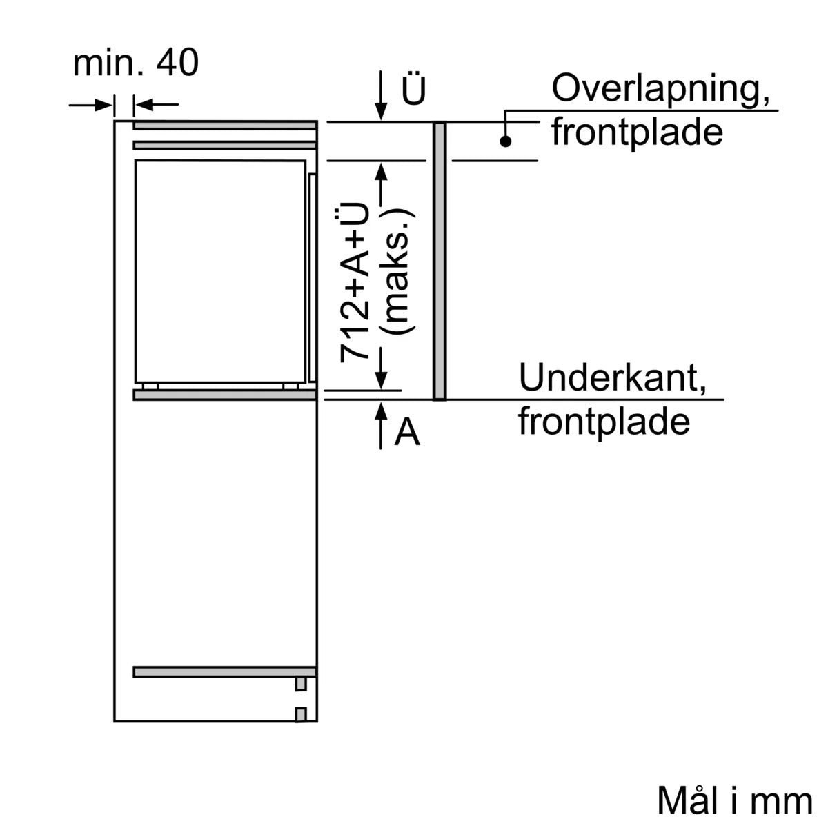 iQ500 Integrerbar fryser 71.2 x 55.8 cm fladhængsel med dæmpet lukning (soft close) GI11VADE0