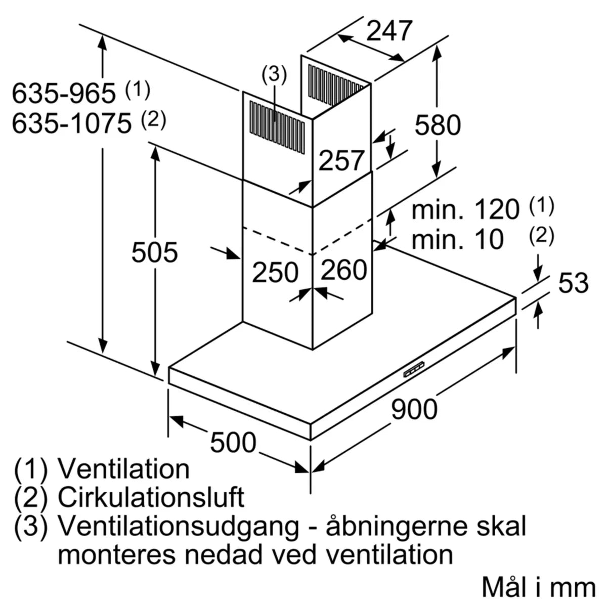 iQ300 Væghængt emhætte 90 cm Rustfrit stål - LC97BHM50