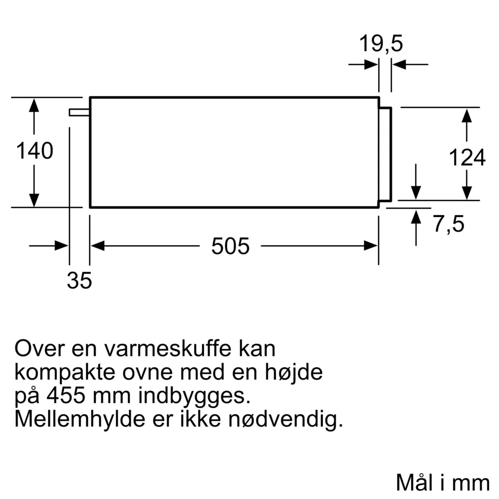 iQ500 Varmeskuffe til indbyg 60 x 14 cm Sort - BI510CNR0