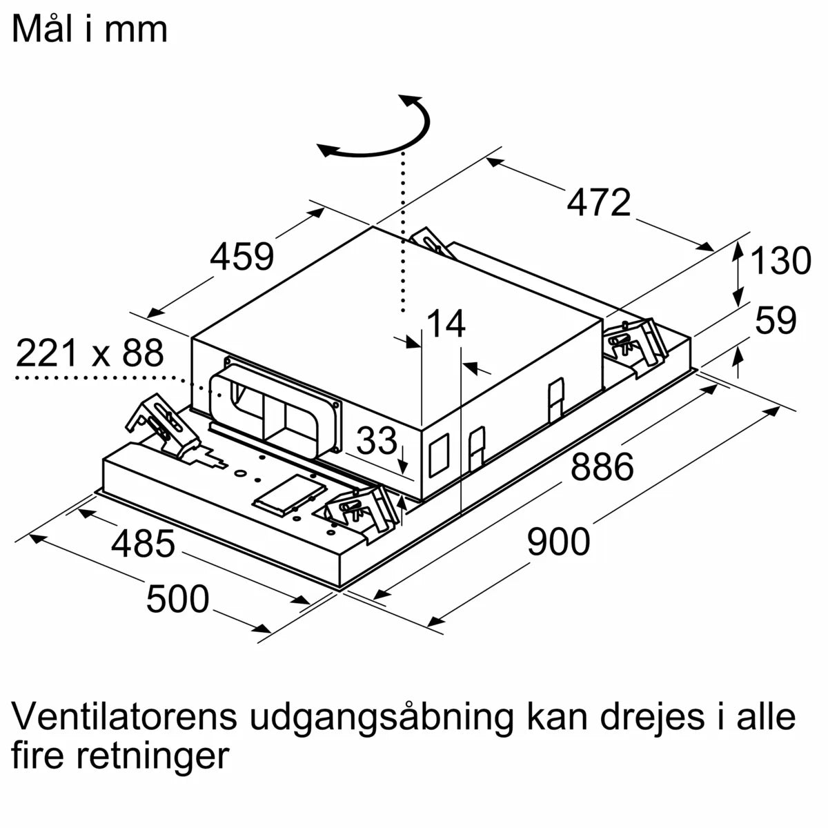 Loftemfang 90 cm Hvid - iQ500 - Siemens LR96CAQ20