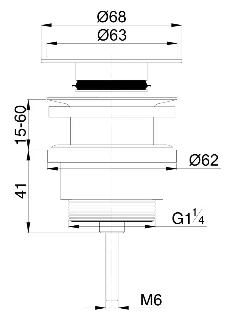 Bundventil til Solid Surface badbordplade - farve Arctic White