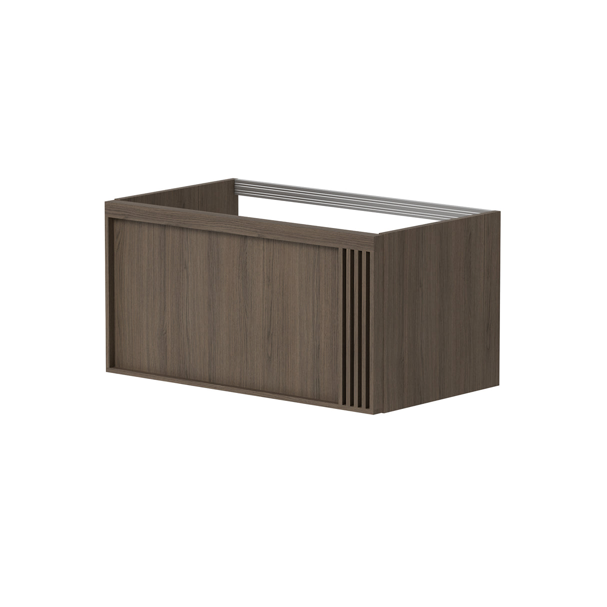 Vaskeskab 100 cm med 2 skuffer og udskæring i topskuffe fra Nordskab – Røget Eg finér - B 992 x H 452 x D 400 mm