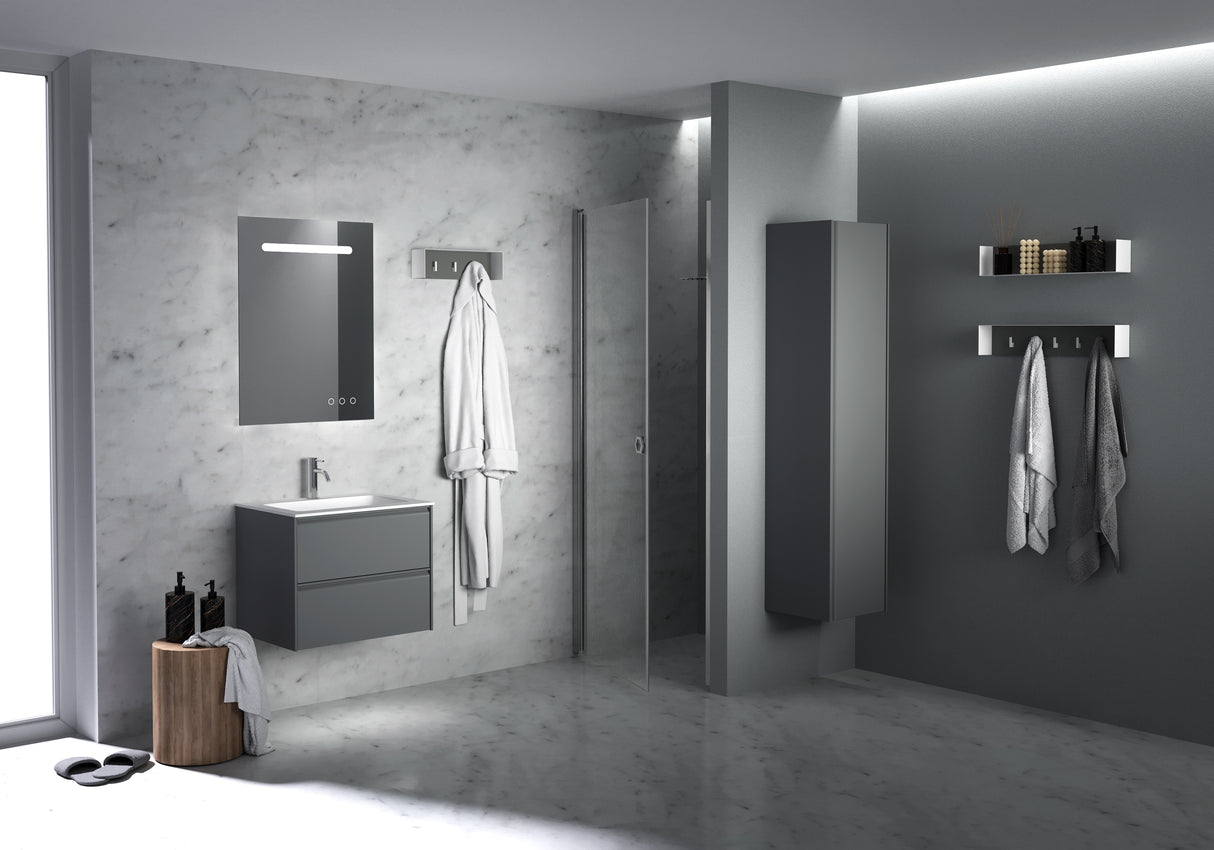 Badeværelseshøjskab med vendbarlåge – Mat grå (Nordskab3)