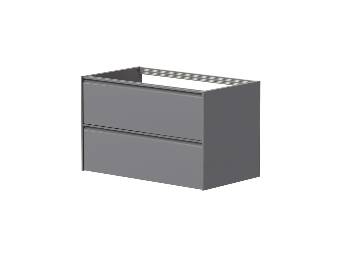 Nordskab badsæt i Grå - bredde 80 cm med Solid Surface badborplade