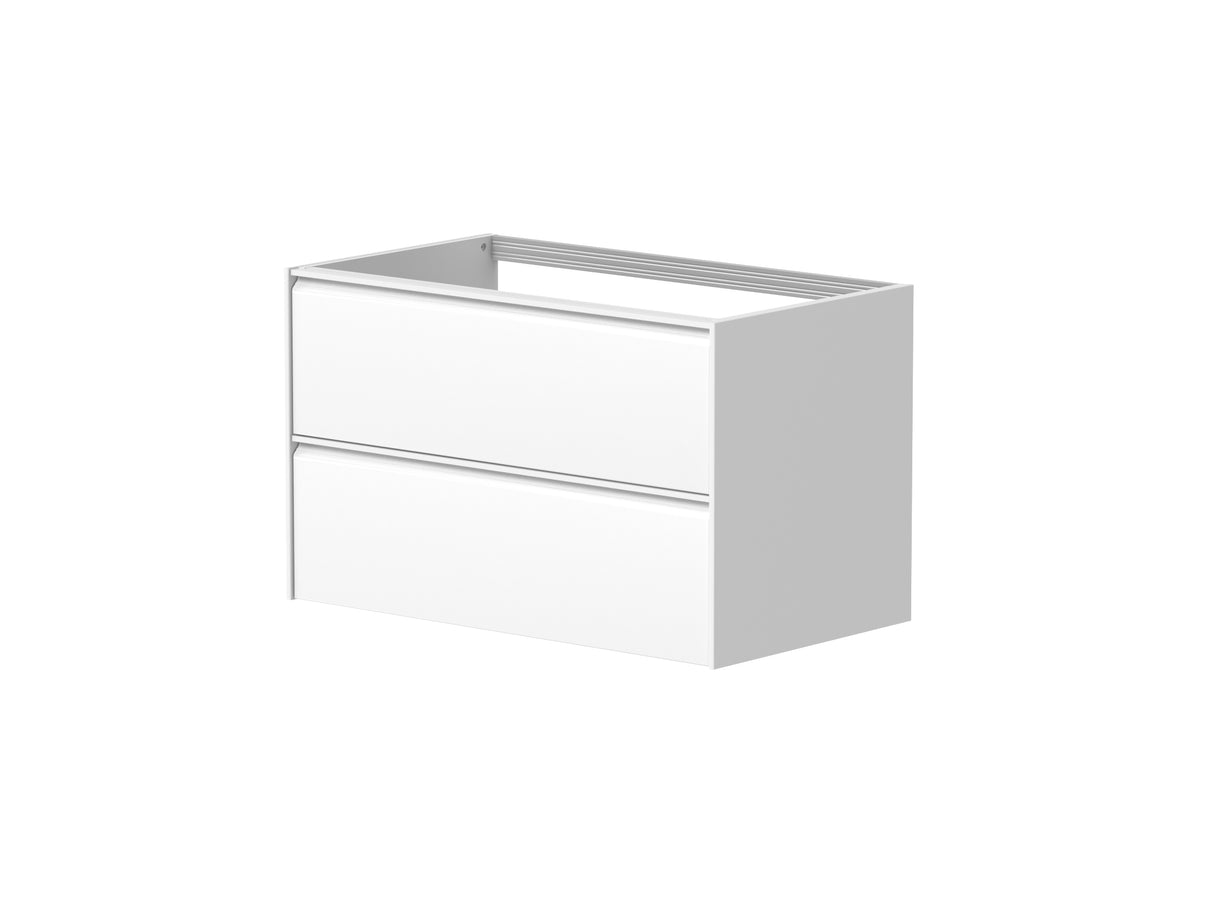 Nordskab badsæt i Mat hvid - bredde 80 cm med Solid Surface badborplade