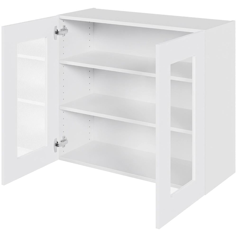 Multi-Living Køkken vitrineskab i Hvid Front overskab H: 70,4 cm D: 34,0 cm - 2 Låger med klart glas og 2 hylder - Bredde: 80 cm